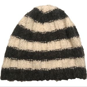 White and Gray Striped Hat